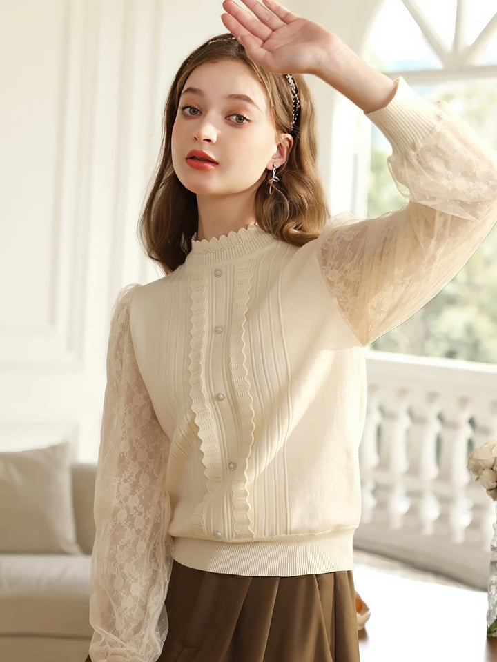 Evelyn Lacework Knit Light Sweater