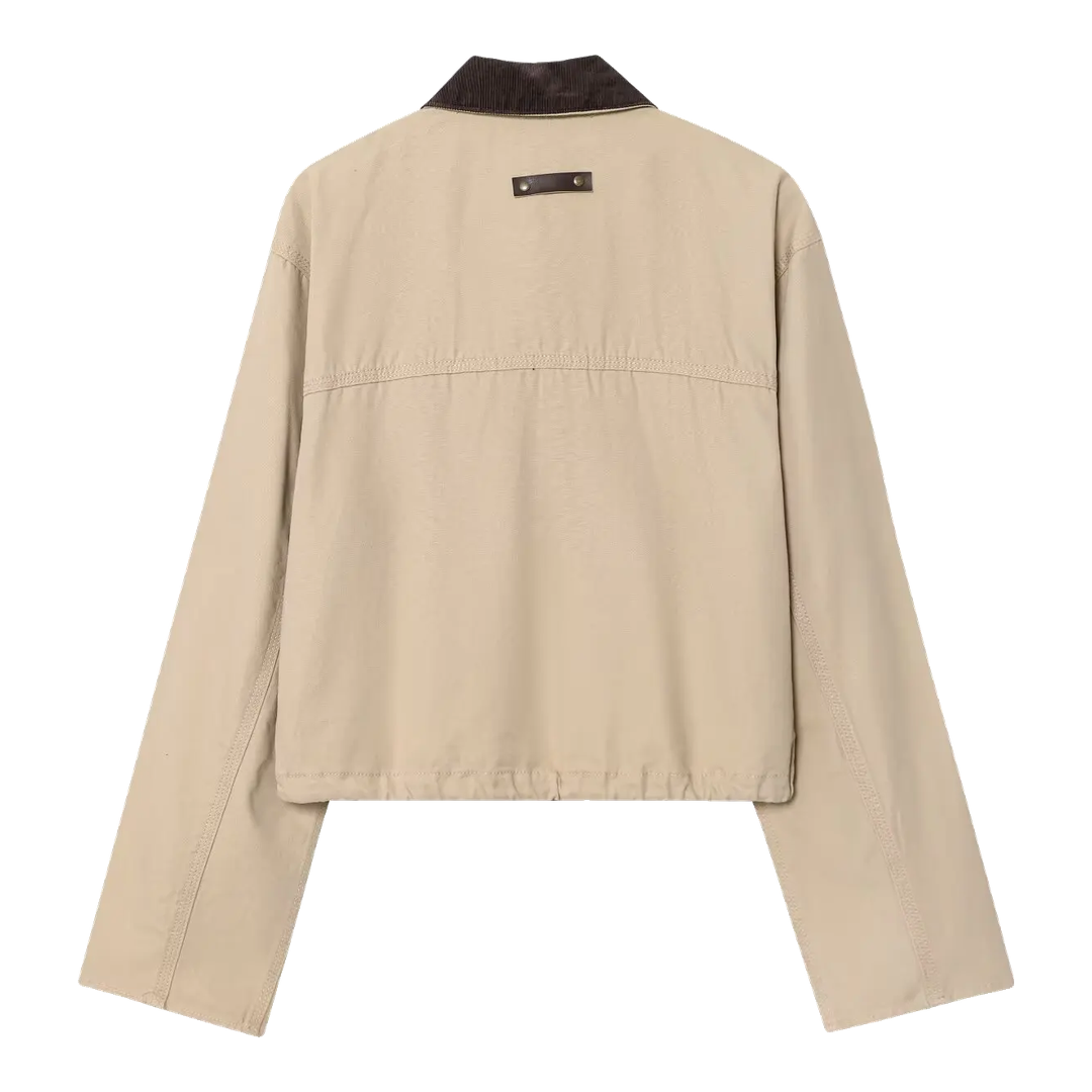 Hollis Cropped Barn Jacket in khaki, back view