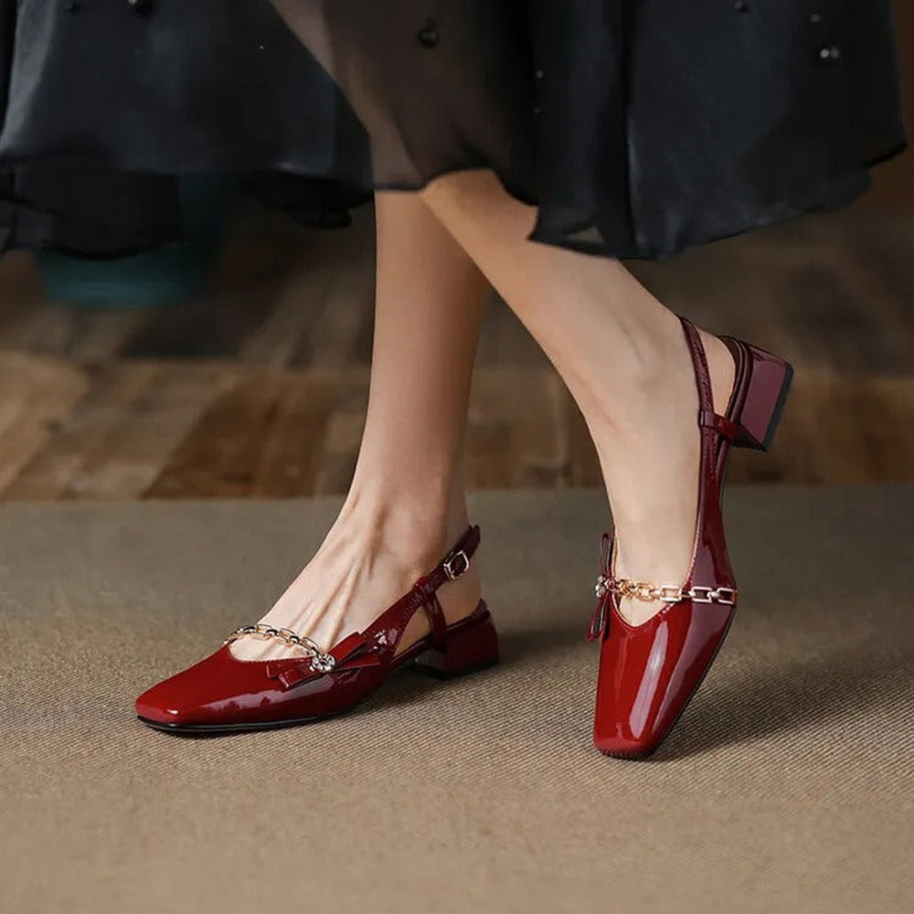 Gemma Square Toe Chunky Heel Slingback Pumps — image 2