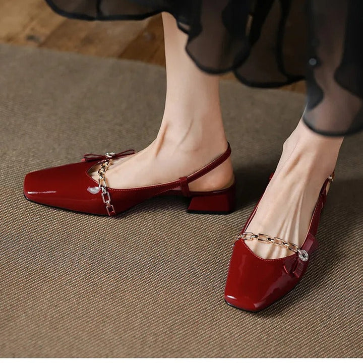 Gemma Square Toe Chunky Heel Slingback Pumps — image 3