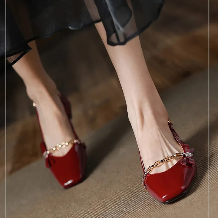 Gemma Square Toe Chunky Heel Slingback Pumps — image 4