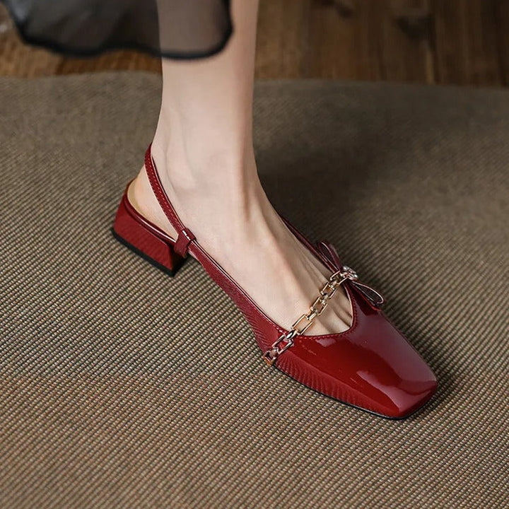 Gemma Square Toe Chunky Heel Slingback Pumps — image 5