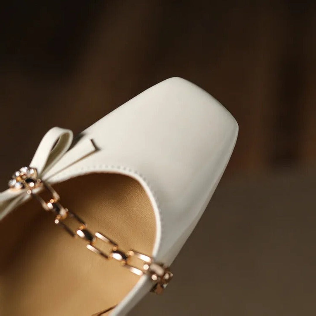 Gemma Square Toe Chunky Heel Slingback Pumps — image 6