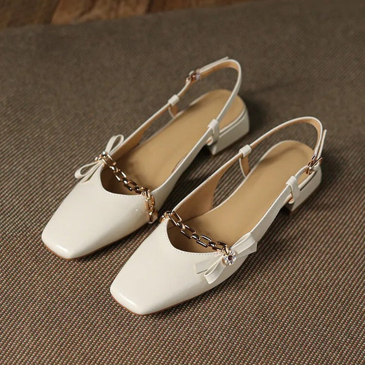 Gemma Square Toe Chunky Heel Slingback Pumps — image 9