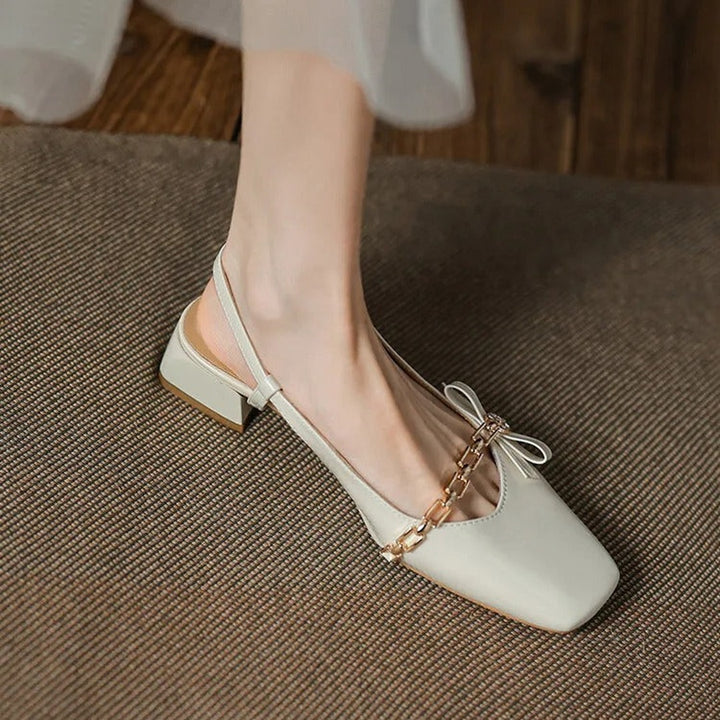 Gemma Square Toe Chunky Heel Slingback Pumps — image 12