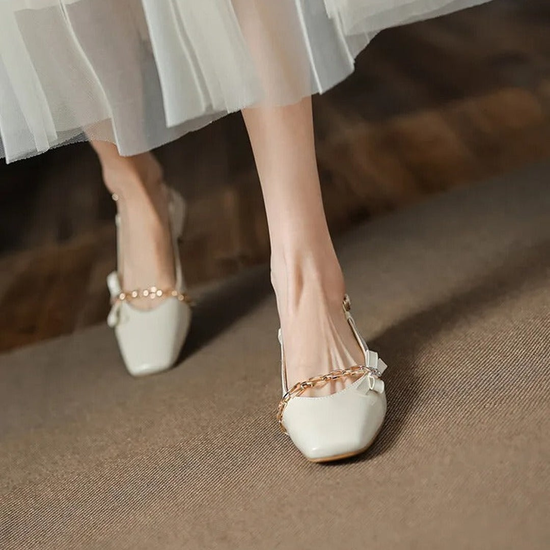 Gemma Square Toe Chunky Heel Slingback Pumps — image 13