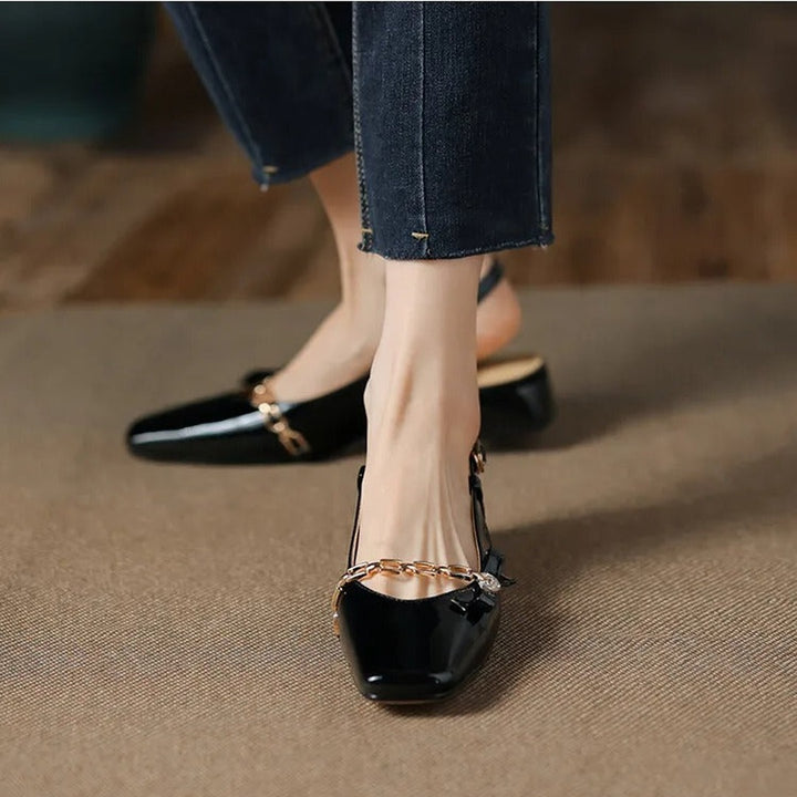Gemma Square Toe Chunky Heel Slingback Pumps — image 15