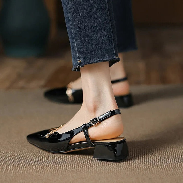 Gemma Square Toe Chunky Heel Slingback Pumps — image 17