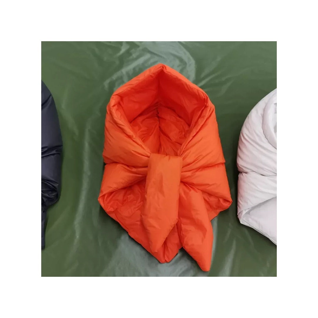 Ingrid Puffer Headscarf in Orange, flat