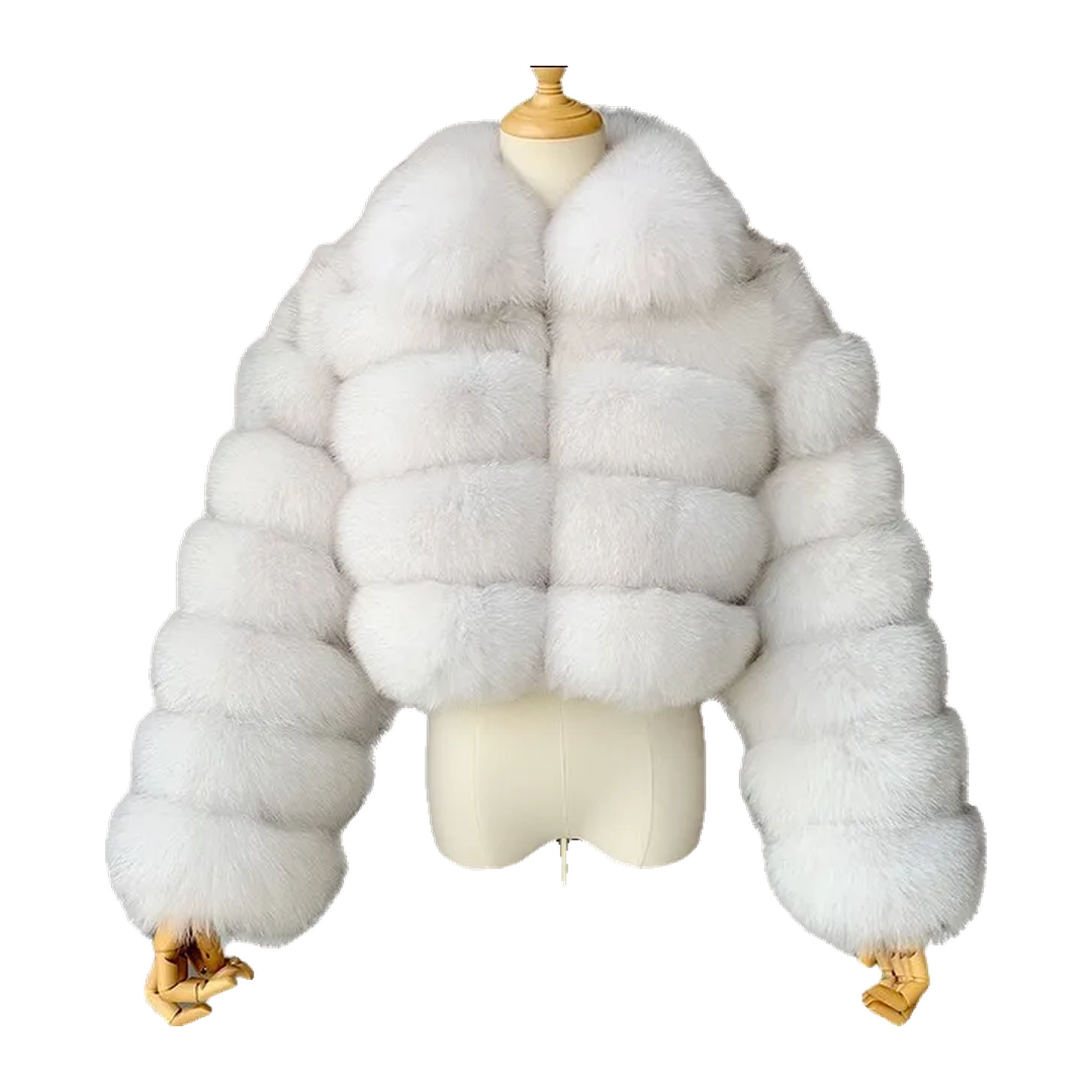 Margot Cropped Faux Fur Jacket, White (view 1)