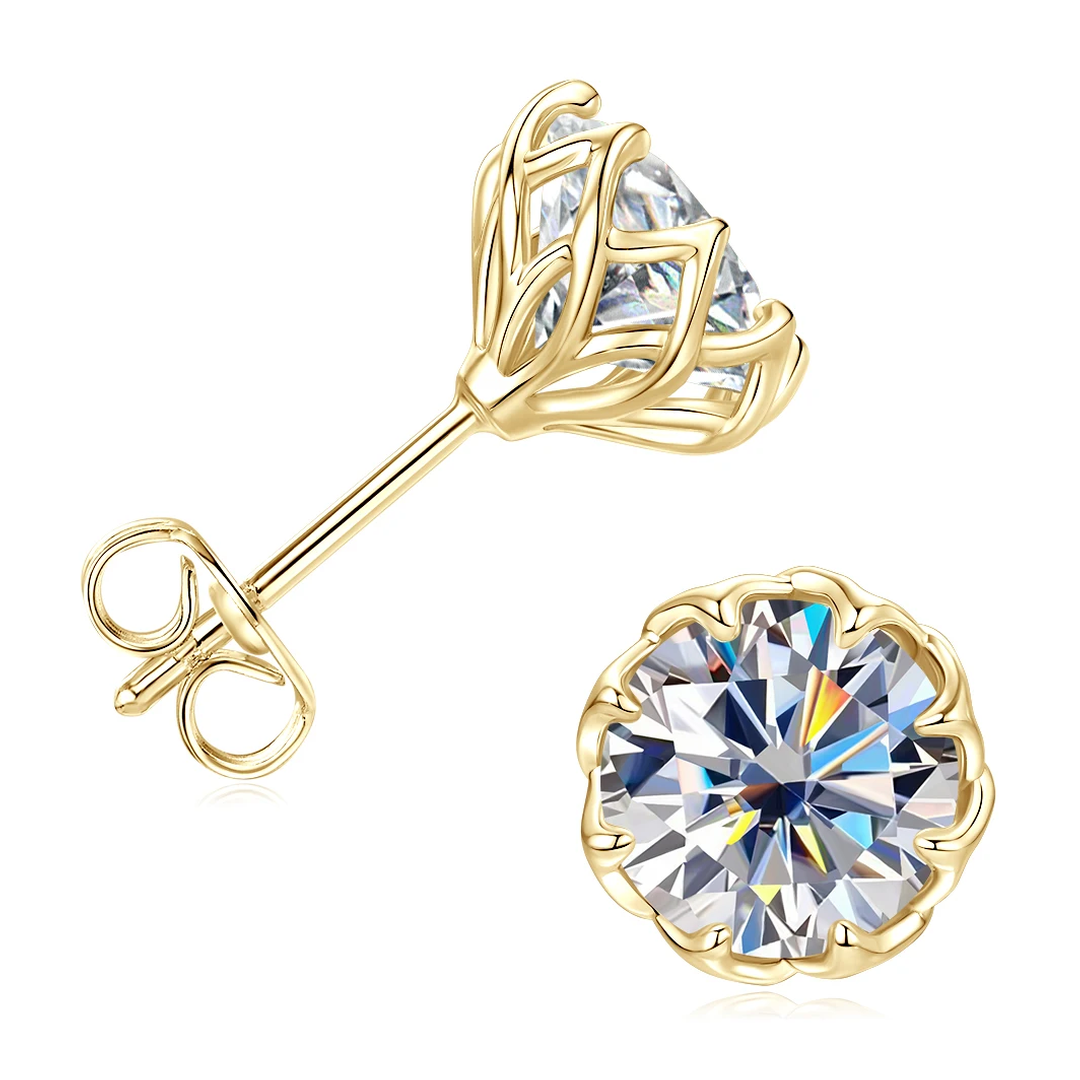 Stella Moissanite Bloom Studs, yellow gold tone