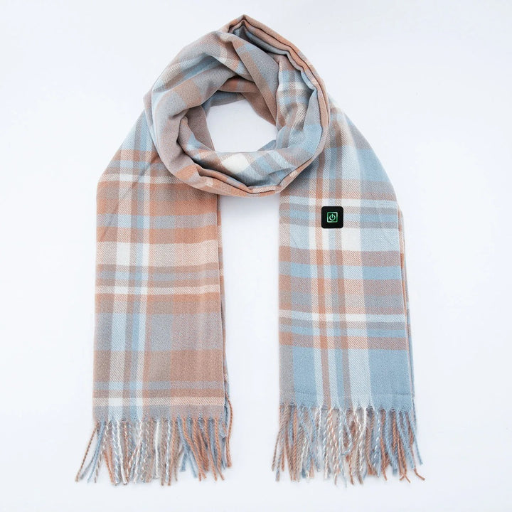 Tilda Heated Plaid Scarf in Light Blue Plaid