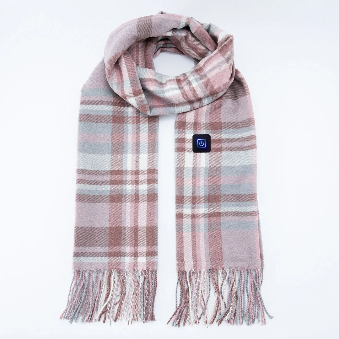 Tilda Heated Plaid Scarf in Light Pink Plaid