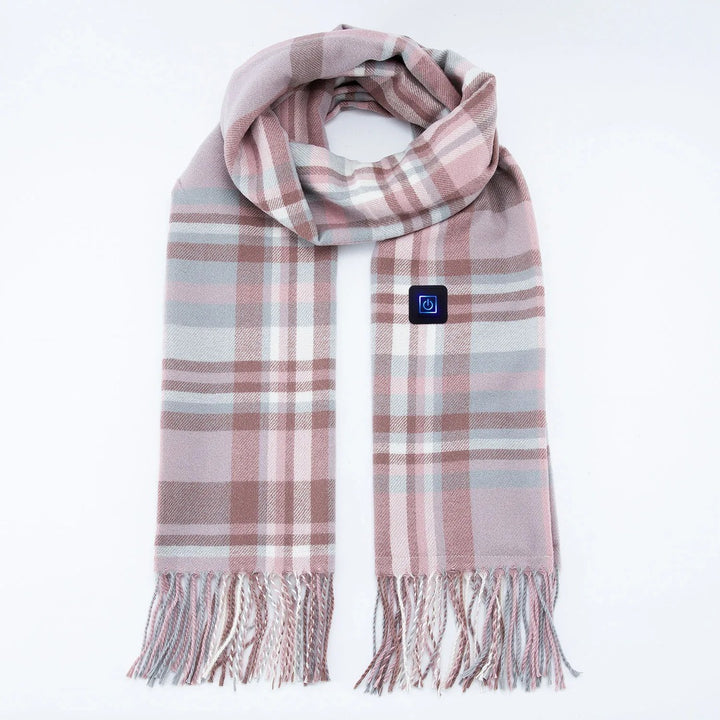 Tilda Heated Plaid Scarf in Light Pink Plaid