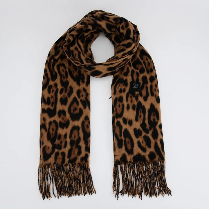 Tilda Heated Plaid Scarf in Brown Leopard